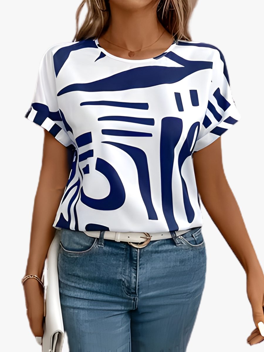 Abstract Bedrukt T-Shirt voor Dames