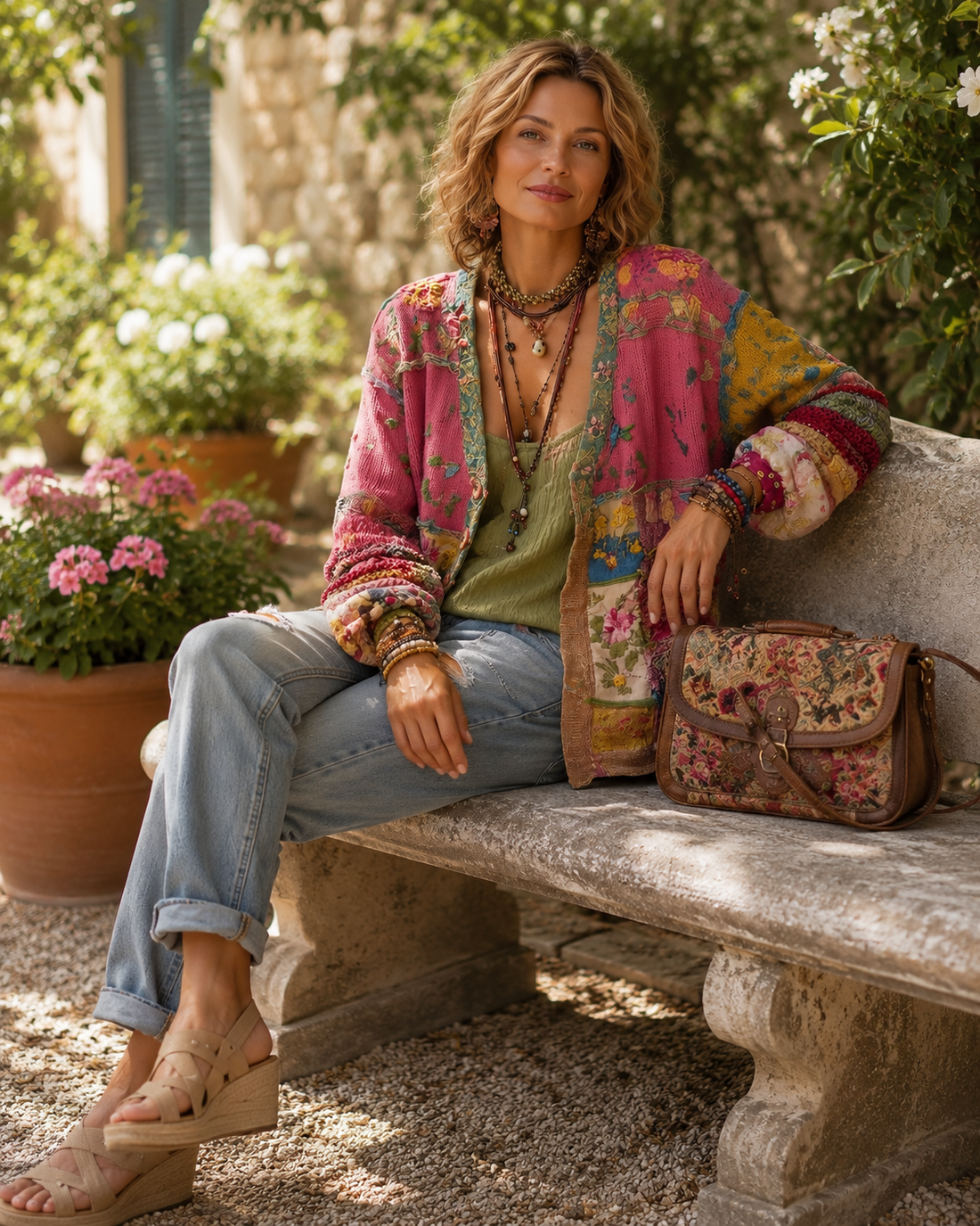 Bloemen Patchwork Cardigan voor Dames