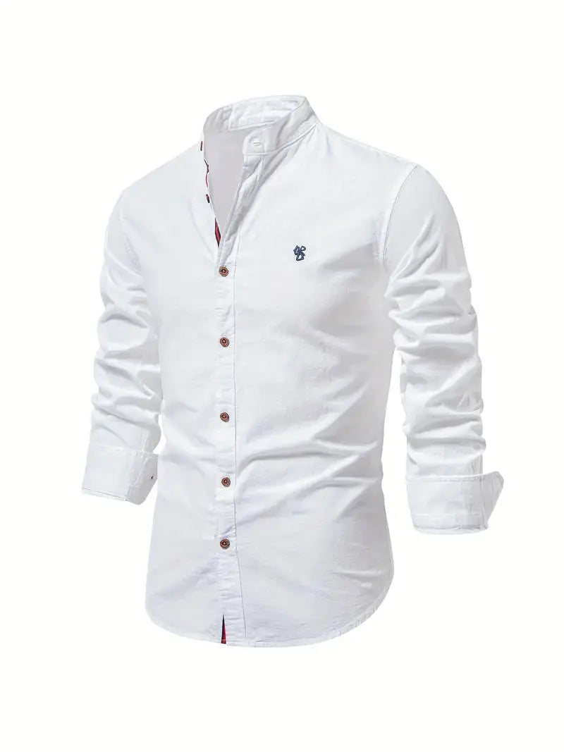Linnen Slim Fit Overhemd met Lange Mouwen voor Heren