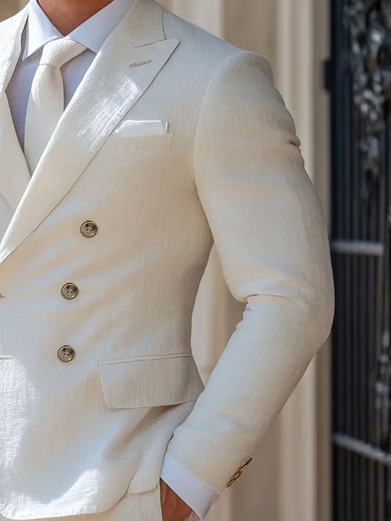 Linnen Dubbele Knopen Slim Fit Colbert voor Heren