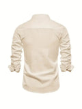 Linnen Slim Fit Overhemd met Lange Mouwen voor Heren