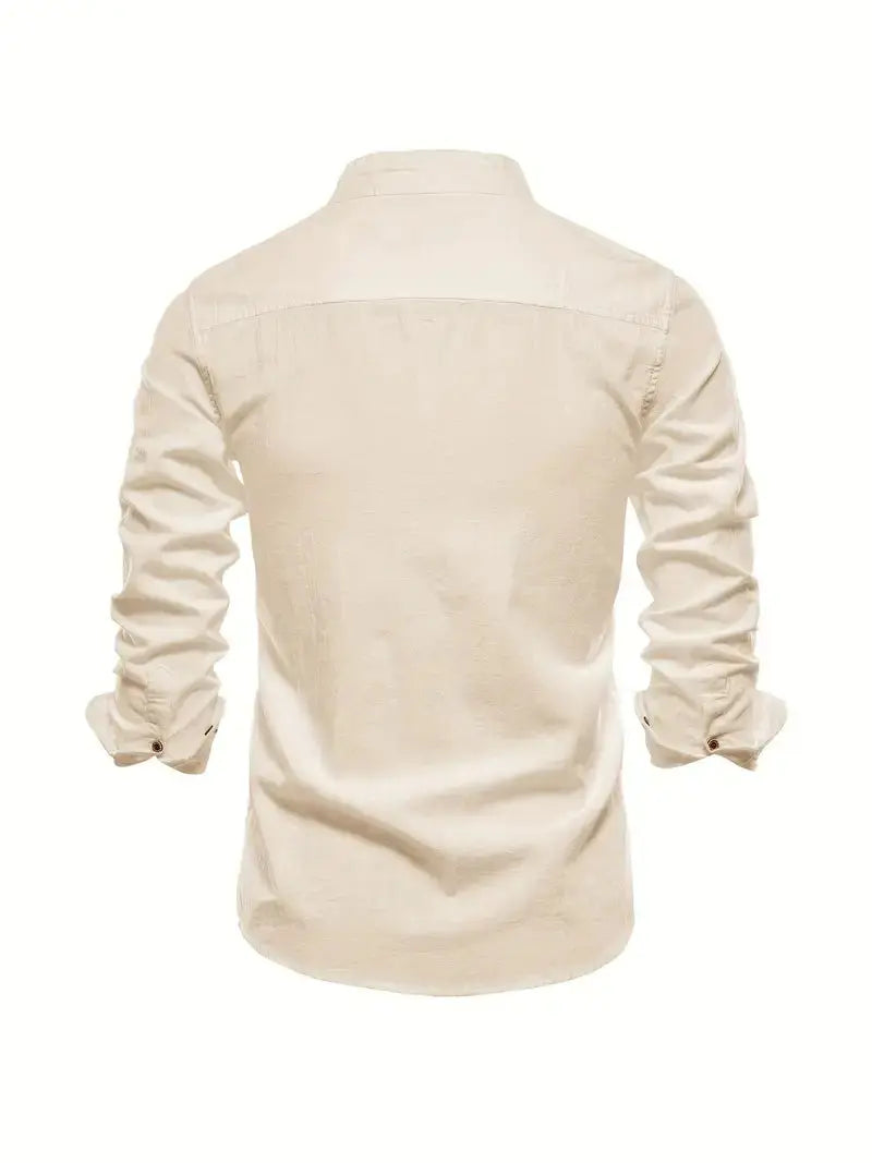 Linnen Slim Fit Overhemd met Lange Mouwen voor Heren