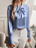 Blouse met Strikdetail en Lange Mouwen voor Dames