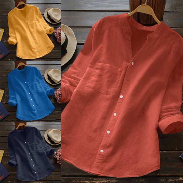 Gaia | Knoopsluiting Katoenen Blouse voor Dames