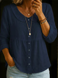 Linnen Button-Down Blouse met Reverskraag voor Dames