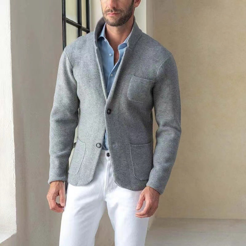 Gebreide Blazer met Opstaande Kraag voor Heren