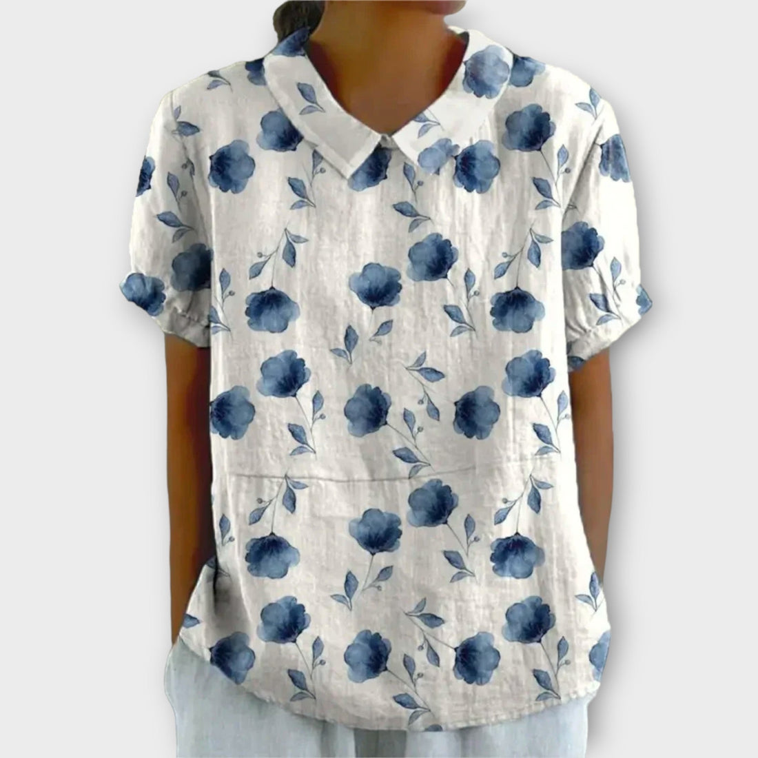 Reverskraag Bloemen Linnen Blouse voor Dames