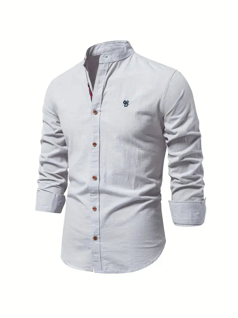 Linnen Slim Fit Overhemd met Lange Mouwen voor Heren