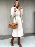 Belted Lange Jas voor Dames - Beige