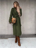 Belted Lange Jas voor Dames - Groen