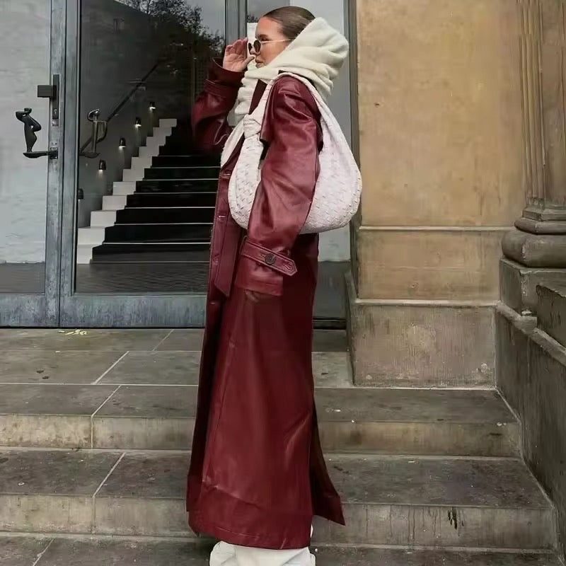 Leren Trenchcoat met Riem voor Dames - View 3