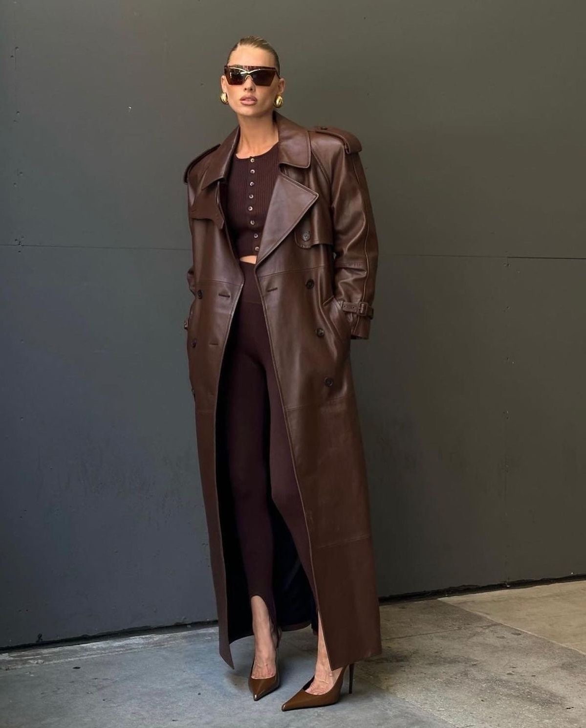 Leren Trenchcoat met Riem voor Dames - View 4