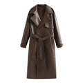 Leren Trenchcoat met Riem voor Dames - Braun