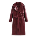 Leren Trenchcoat met Riem voor Dames - Rot
