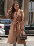 Belted Midi Mantel voor Dames - Bruin