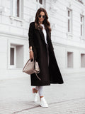 Belted Midi Mantel voor Dames - Zwart