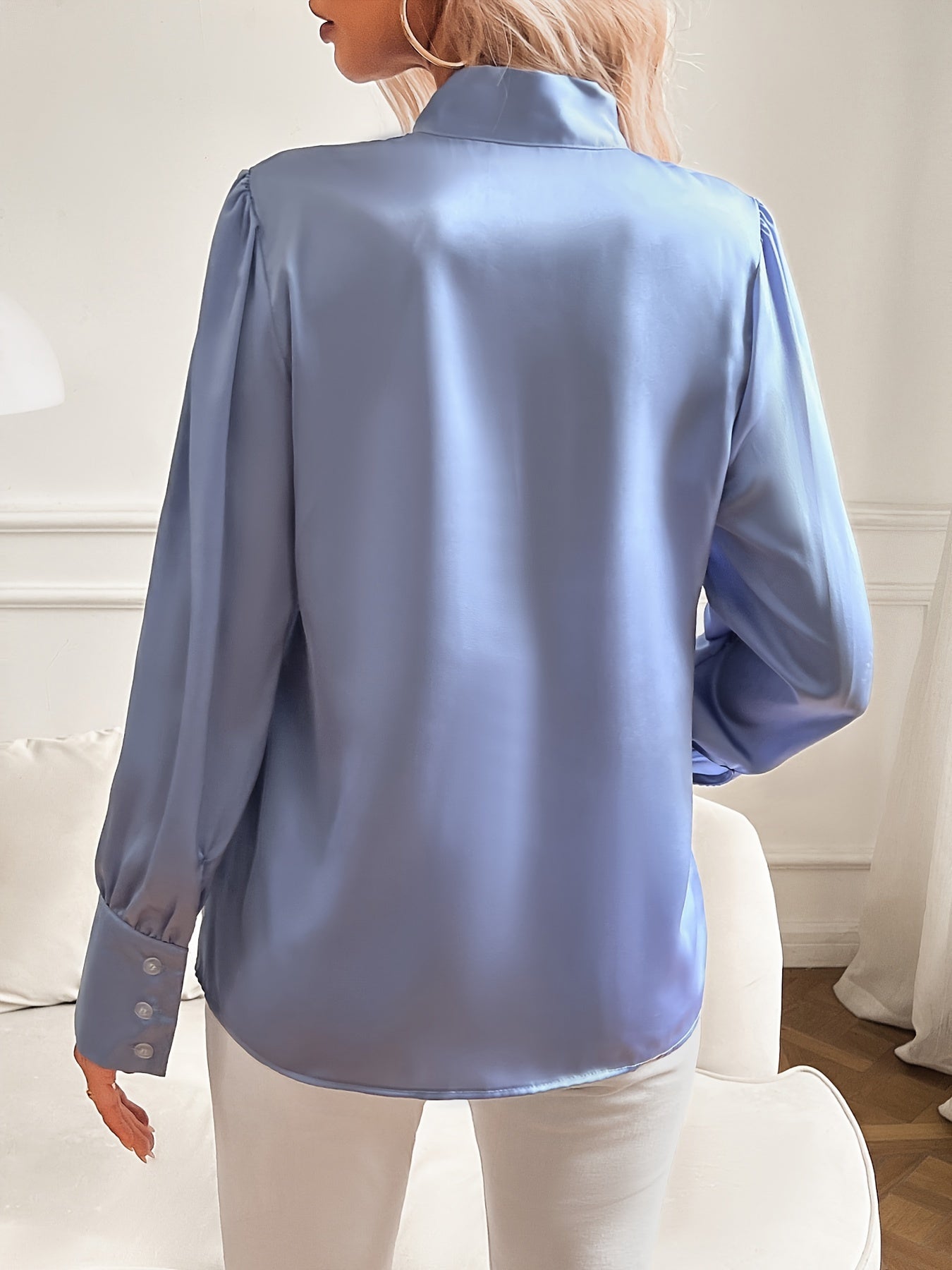 Blouse met Strikdetail en Lange Mouwen voor Dames