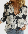 Linnen V-Hals Blouse met Knoopsluiting voor Dames