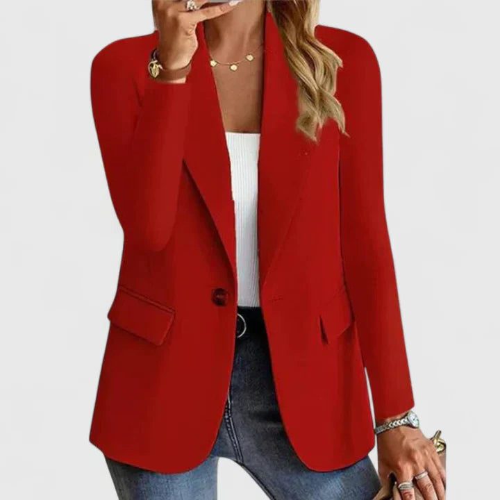 Blazer met Reverskraag en Steekzakken voor Dames - Red