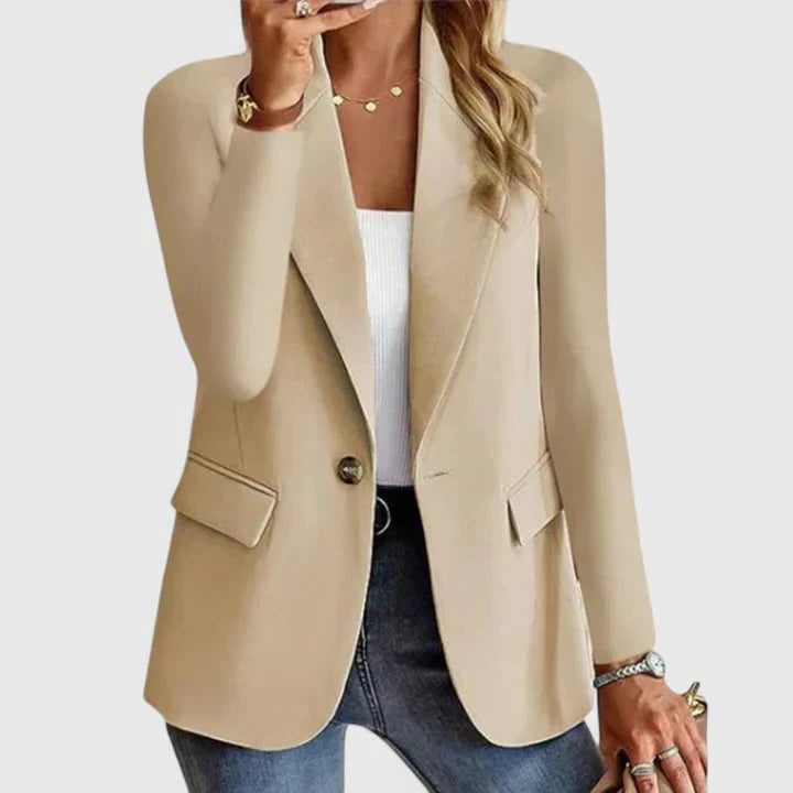 Blazer met Reverskraag en Steekzakken voor Dames - Beige