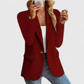 Blazer met Reverskraag en Steekzakken voor Dames - Wine Red