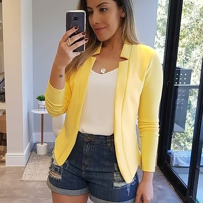 Blazer met Reverskraag voor Dames - Geel