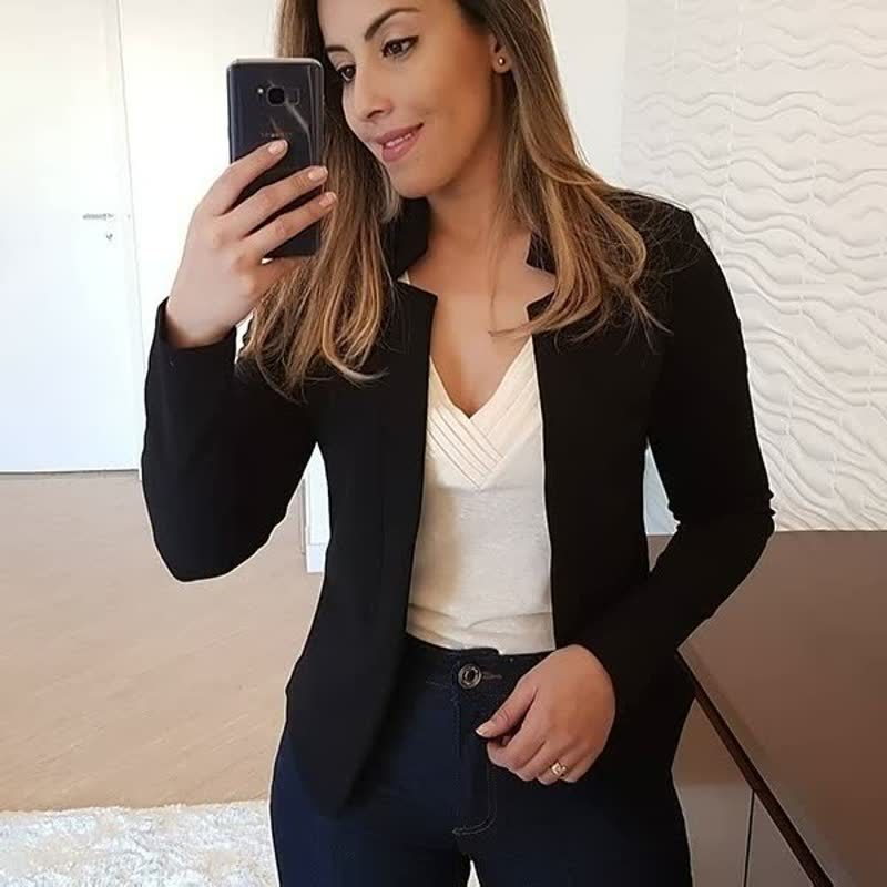 Blazer met Reverskraag voor Dames - Zwart