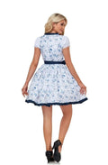 Bloemen Dirndl Jurkje met Korte Mouwen en Kantdetails voor Dames - View 2