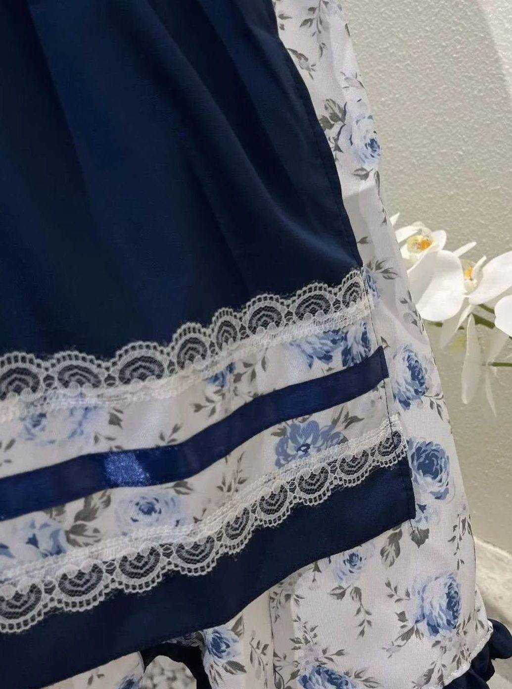 Bloemen Dirndl Jurkje met Korte Mouwen en Kantdetails voor Dames - View 3