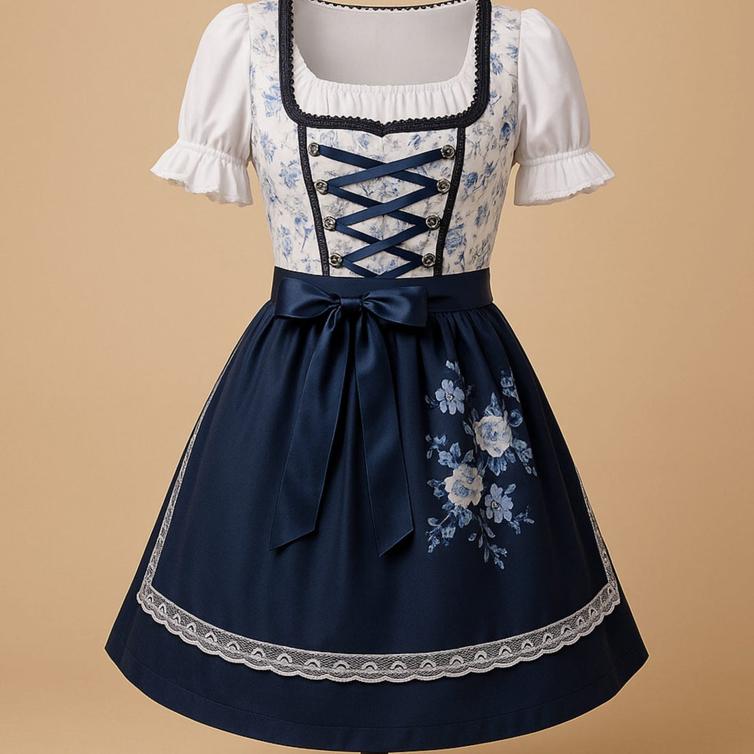 Bloemen Dirndl Jurkje met Vetersluting voor Dames