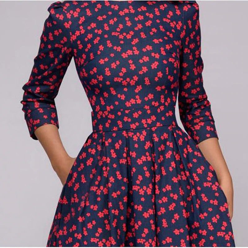 Bloemen Maxi Jurk met Drie Kwart Mouwen voor Dames
