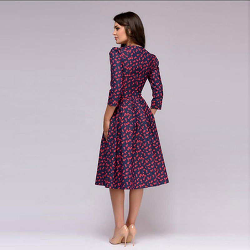 Bloemen Maxi Jurk met Drie Kwart Mouwen voor Dames - View 3