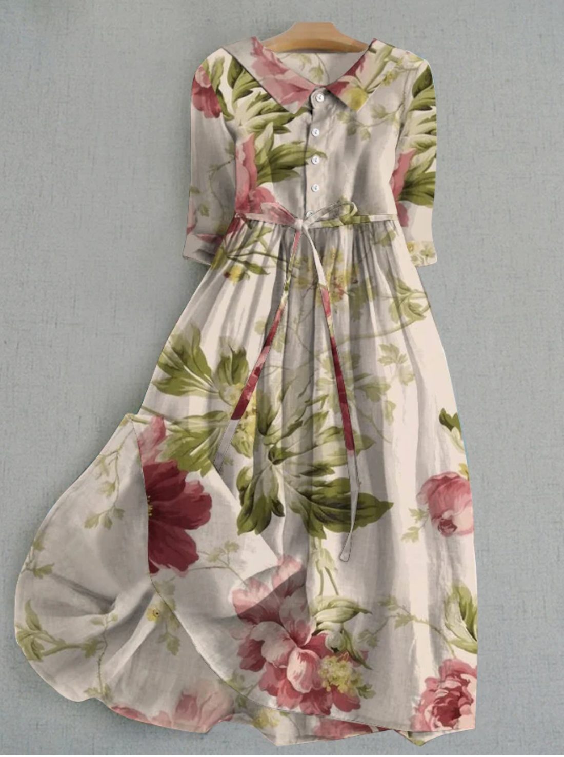 Bloemen Maxi Jurk met Knoopsluiting voor Dames