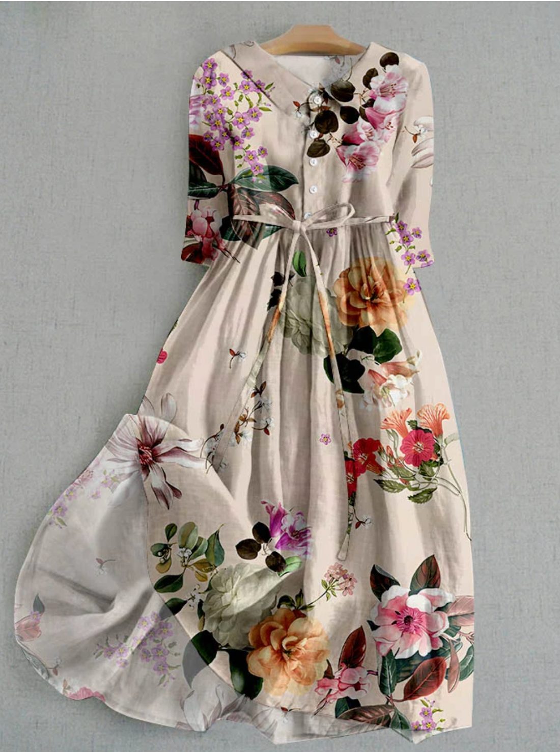 Bloemen Maxi Jurk met Knoopsluiting voor Dames