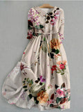 Bloemen Maxi Jurk met Knoopsluiting voor Dames - View 2