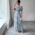 Bloemen Maxi Jurk met Korte Mouwen voor Dames - View 3