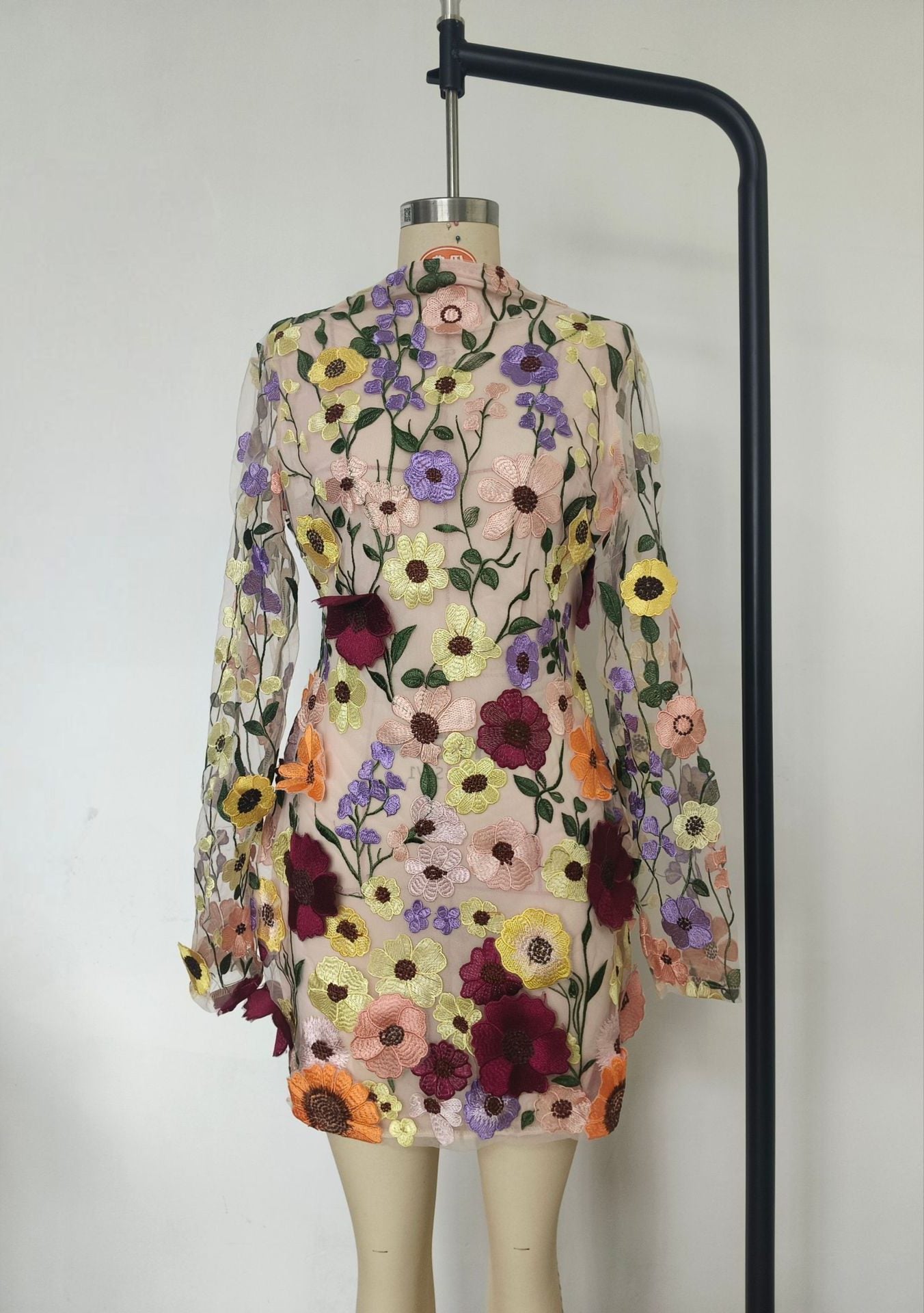 Bloemen Maxi Jurk met Lange Mouwen voor Dames - Roze