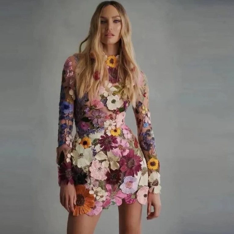 Bloemen Maxi Jurk met Lange Mouwen voor Dames - View 10
