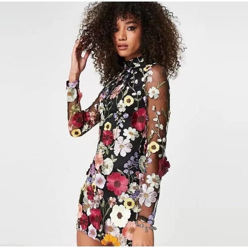 Bloemen Maxi Jurk met Lange Mouwen voor Dames - View 4
