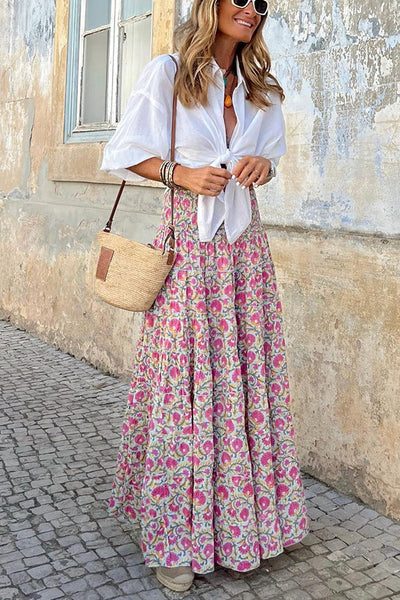 Bloemen Maxi Rok met A-Lijn voor Dames - View 3