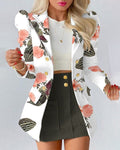 Bloemenblazer en Rok Outfit Set voor Dames