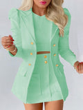 Bloemenblazer en Rok Outfit Set voor Dames - Licht groen