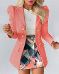Bloemenblazer en Rok Outfit Set voor Dames - Roze