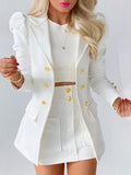 Bloemenblazer en Rok Outfit Set voor Dames - Wit