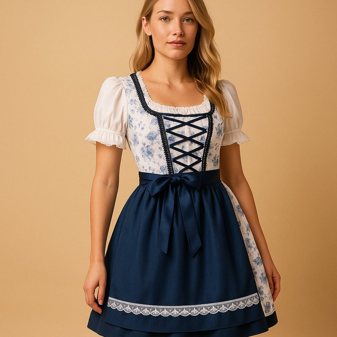 Bloemenjurk Dirndl Jurkje met Vetersluting voor Dames
