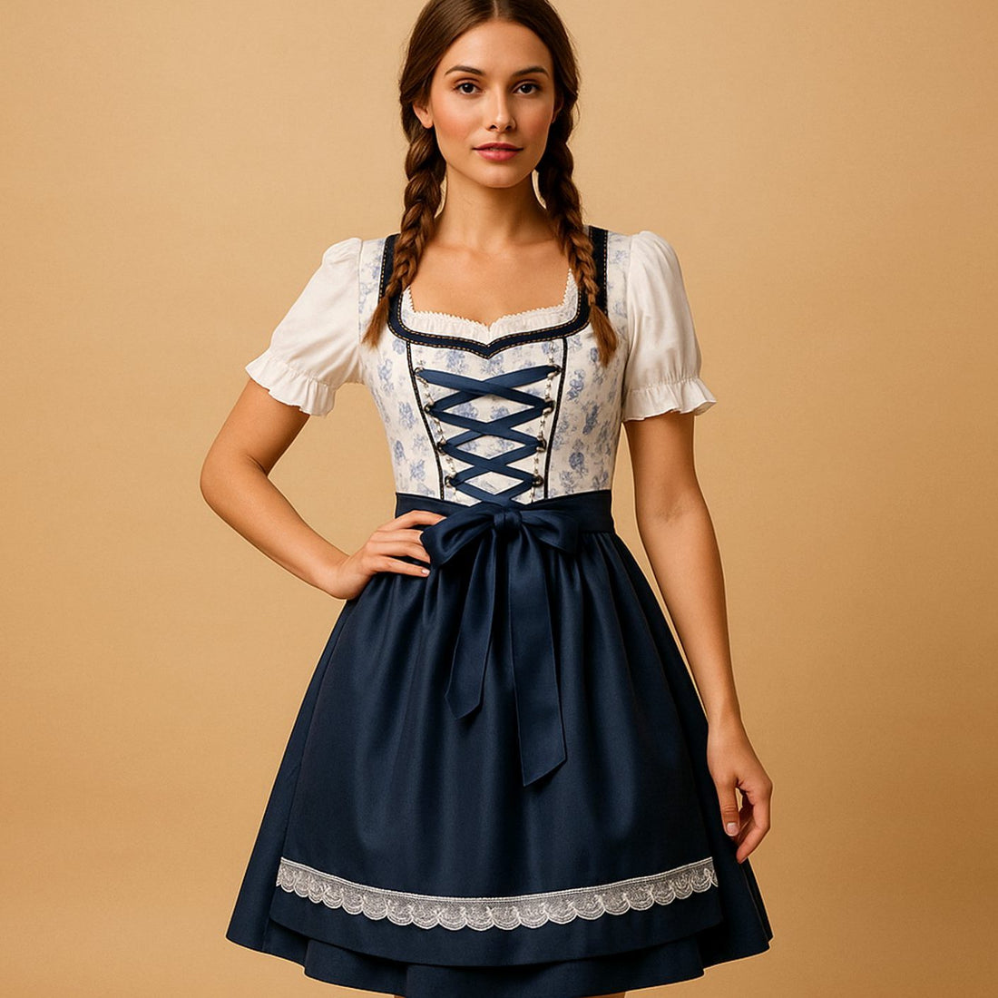 Bloemenjurk Dirndl Jurkje met Vetersluting voor Dames