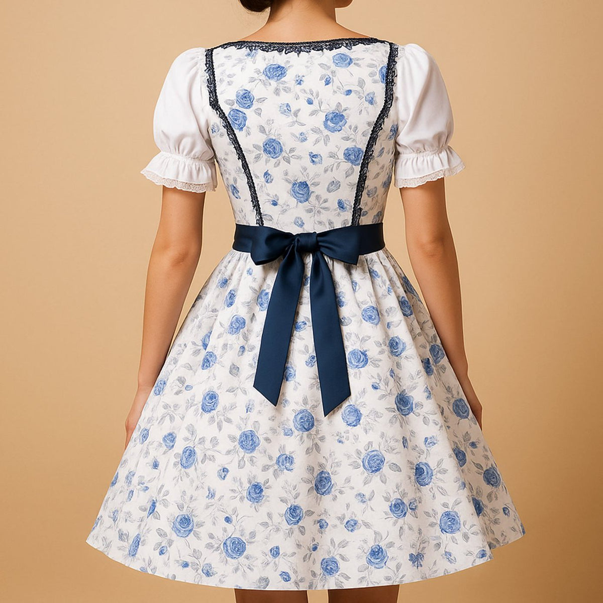 Bloemenjurk Dirndl Jurkje met Vetersluting voor Dames - View 4