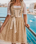 Bloemenkant Dirndl Jurkje met Korte Mouwen voor Dames - View 4