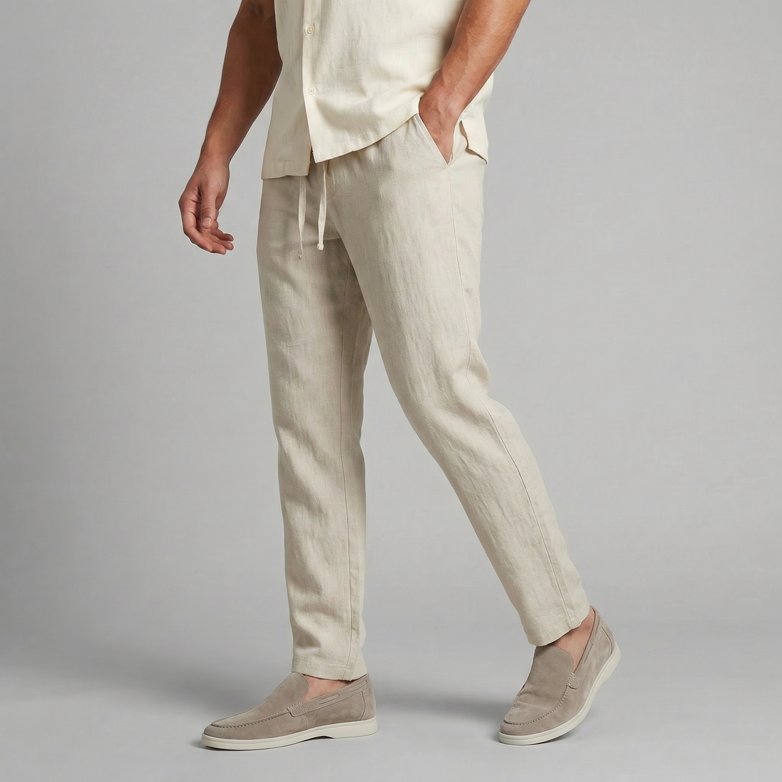 Linnen Wide Leg Pantalon voor Heren