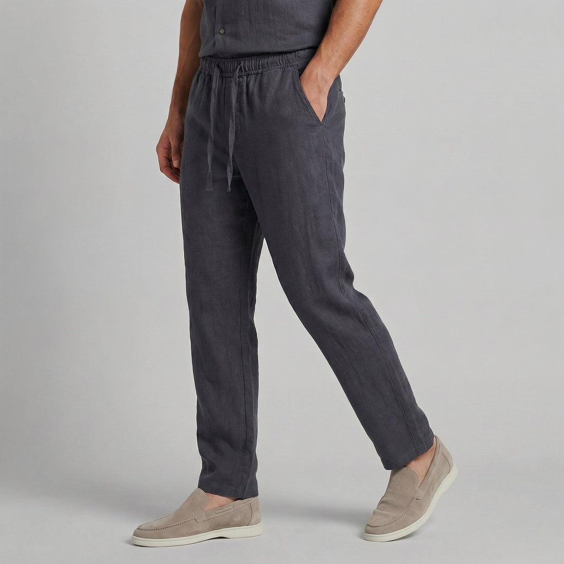 Linnen Wide Leg Pantalon voor Heren